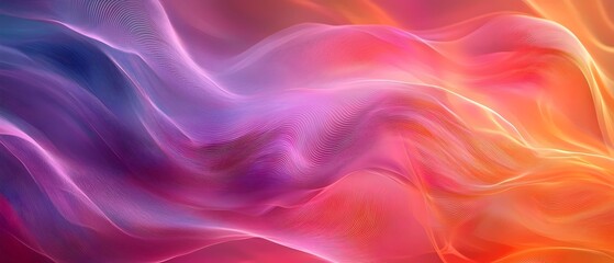 Obraz premium An abstract blend of vibrant colors and flowing lines creates a mesmerizing wave-like pattern, evoking a sense of movement and fluidity in a dreamy atmosphere.