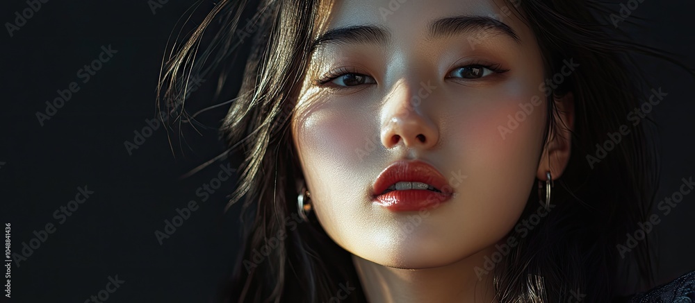 Poster portrait of a stylish young asian woman. with copy space image. place for adding text or design