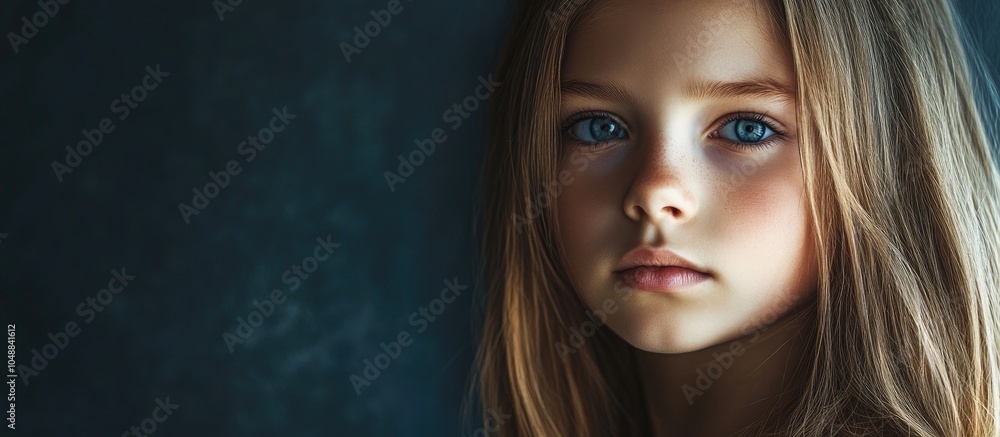 Poster portrait of a girl. with copy space image. Place for adding text or design