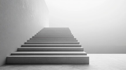 Fototapeta premium A long flight of concrete stairs leading up to a bright light at the top of the frame.