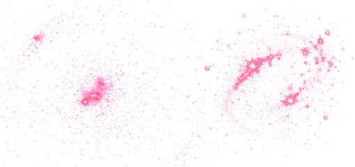 Pink glitter particles isolate on transparent background, cutout, png