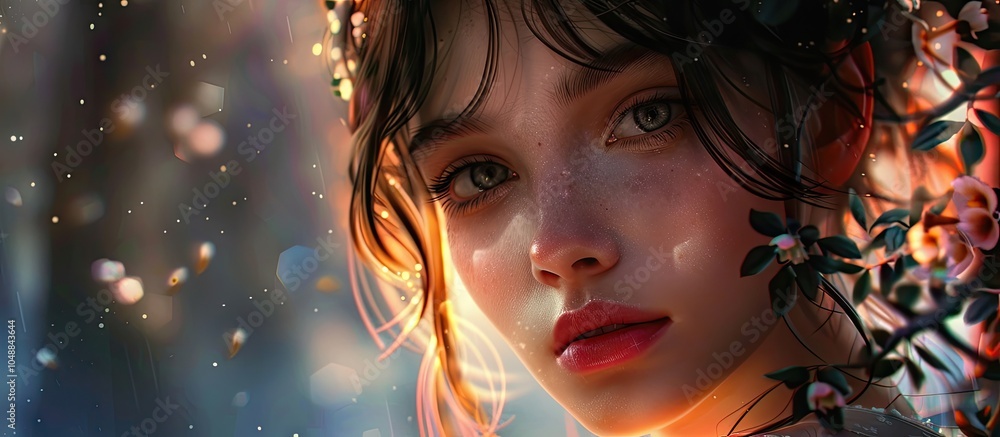 Poster The lovely girl. with copy space image. Place for adding text or design