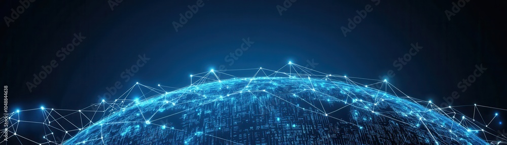 Poster abstract digital globe with glowing lines and nodes, representing global connectivity and technology