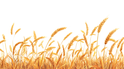 Wheat field on transparent background, wheat field png clip art, generative AI, isolated on white background