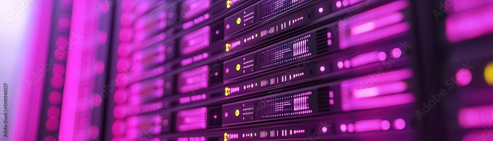 Aufkleber close-up view of vibrant data servers in a modern server room, showcasing advanced technology and il