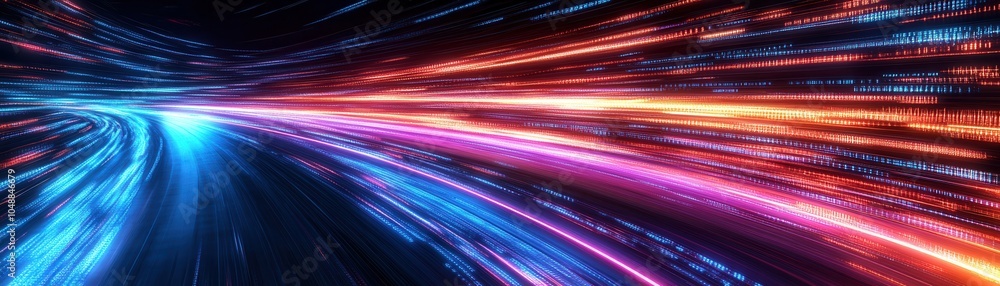 Poster dynamic light trails creating a vibrant abstract background, perfect for technology and motion theme