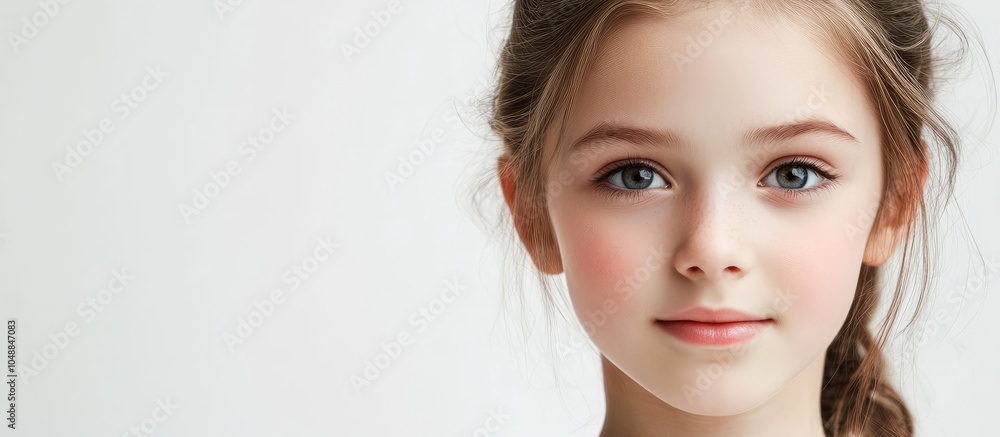 Aufkleber portrait of the lovely young girl set against a white background. with copy space image. place for a