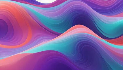 Obraz premium Vibrant Wavy Lines Wallpaper in Purple, Teal, and Coral