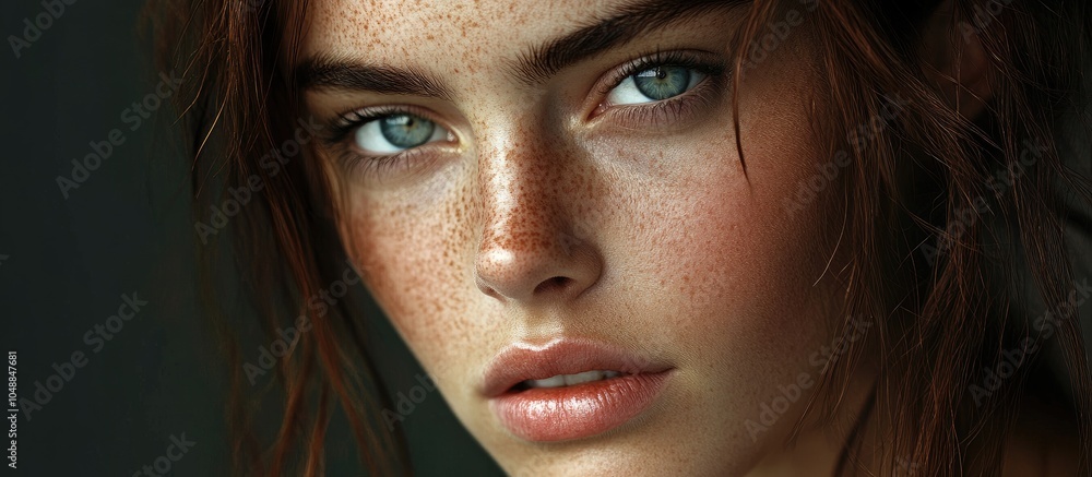 Poster close up portrait of a young attractive woman. with copy space image. place for adding text or desig