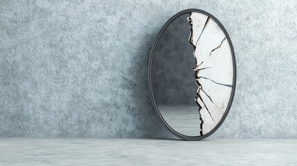 A mirror cracked in half, one side reflecting wealth and privilege, the other poverty and struggle, Caste reflection in Indian society, social stratification concept