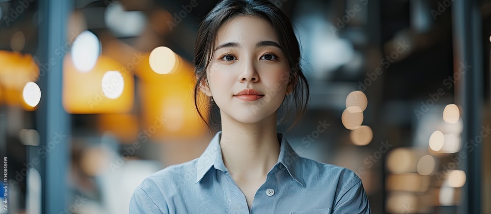 Poster young asian entrepreneur operating in the commercial area. with copy space image. place for adding t