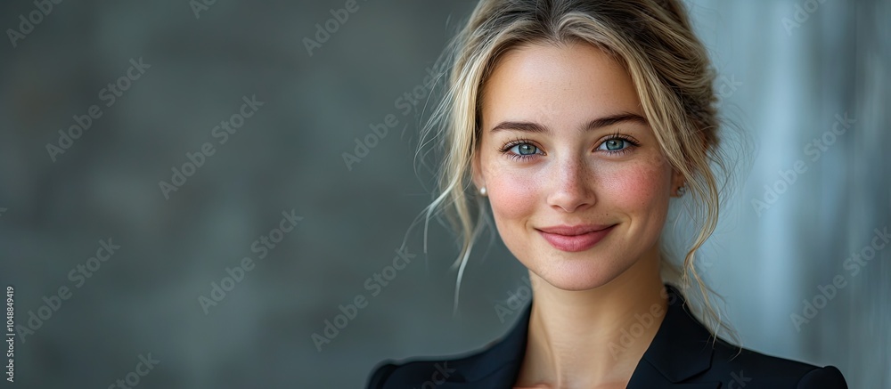 Fototapete close up portrait of a cheerful young businesswoman. with copy space image. place for adding text or
