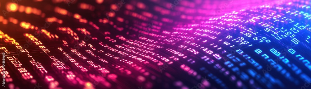 Poster vibrant abstract digital background with glowing data lines showcasing futuristic technology and inn