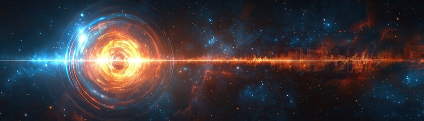 Fototapeta premium Vivid cosmic scene showcasing an energetic vortex in space with glowing colors and dynamic movement capturing the essence of the universe.