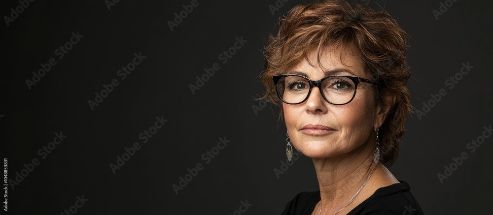 Poster Portrait of a Middle Aged Woman. with copy space image. Place for adding text or design