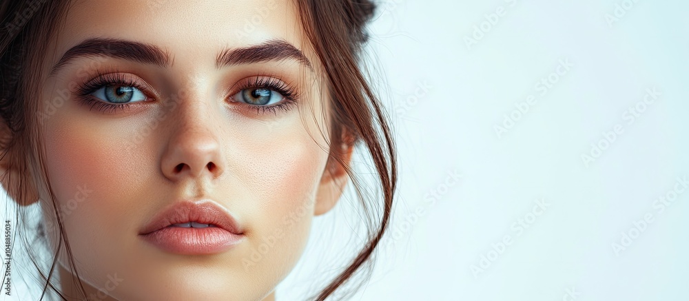Poster young woman on white background. with copy space image. place for adding text or design