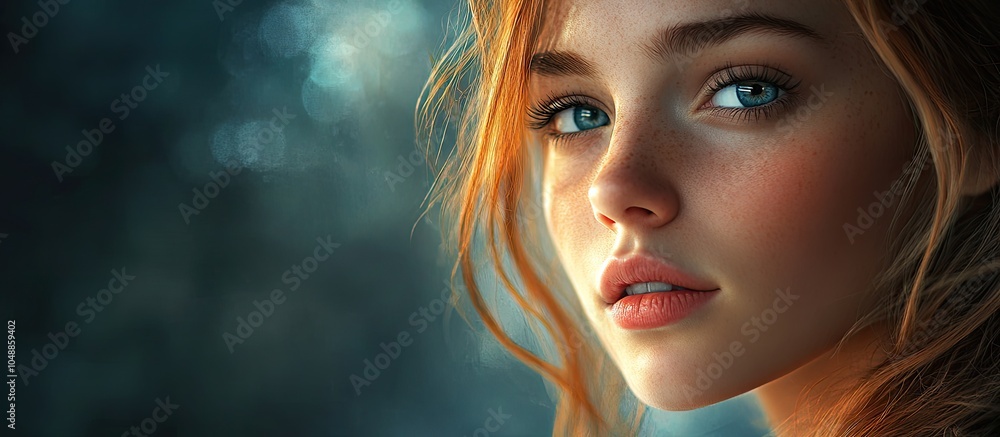 Poster portrait of a lovely girl. with copy space image. place for adding text or design