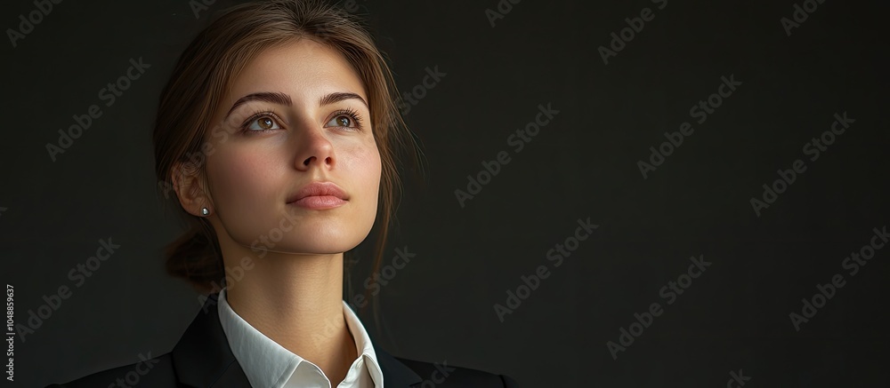 Poster Businesswoman prepared for work. with copy space image. Place for adding text or design