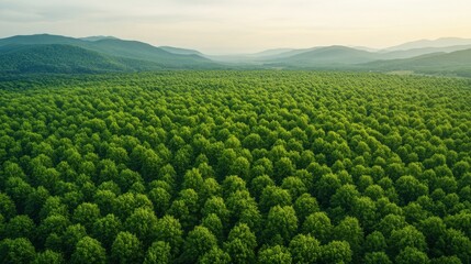 Lush Green Forest Landscape at Dawn