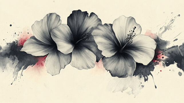 Fototapeta Tło kwiatowe w technice wash, tło dla projektu, tapeta generative ai 