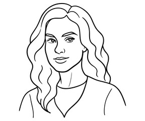 women with loose hair illustration line art clipart