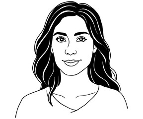 women with loose hair illustration line art clipart