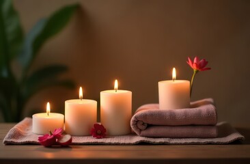 Banner, massage concept with candles