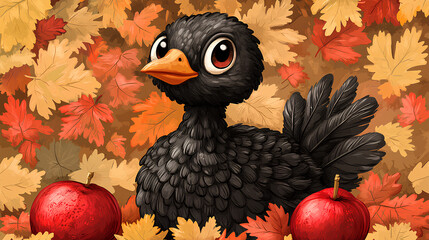 Adorable drawing of a smiling Thanksgiving turkey