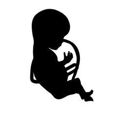 Fetus graphic icon silhouette. Embryo human silhouette sign isolated on white background. Vector illustration