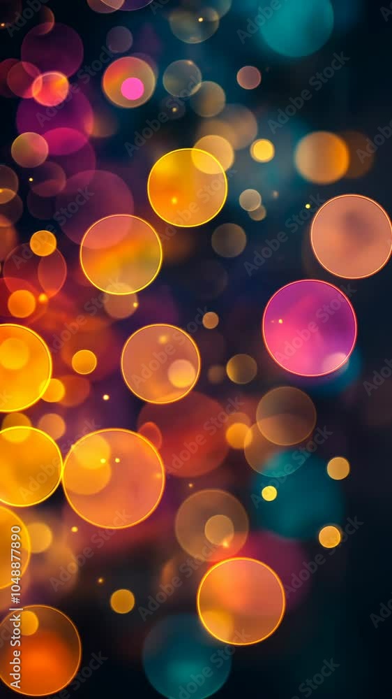 Poster colorful bokeh lights animating vertically