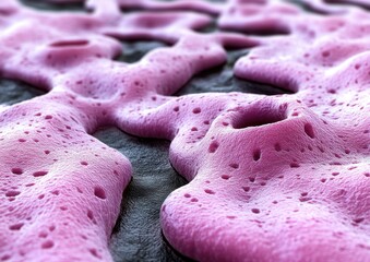 Close-Up of Vibrant Purple Porous Surface Texture - Abstract Pattern, Cellular Structure, Hole Details on Dark Backdrop, Science Art Exploration