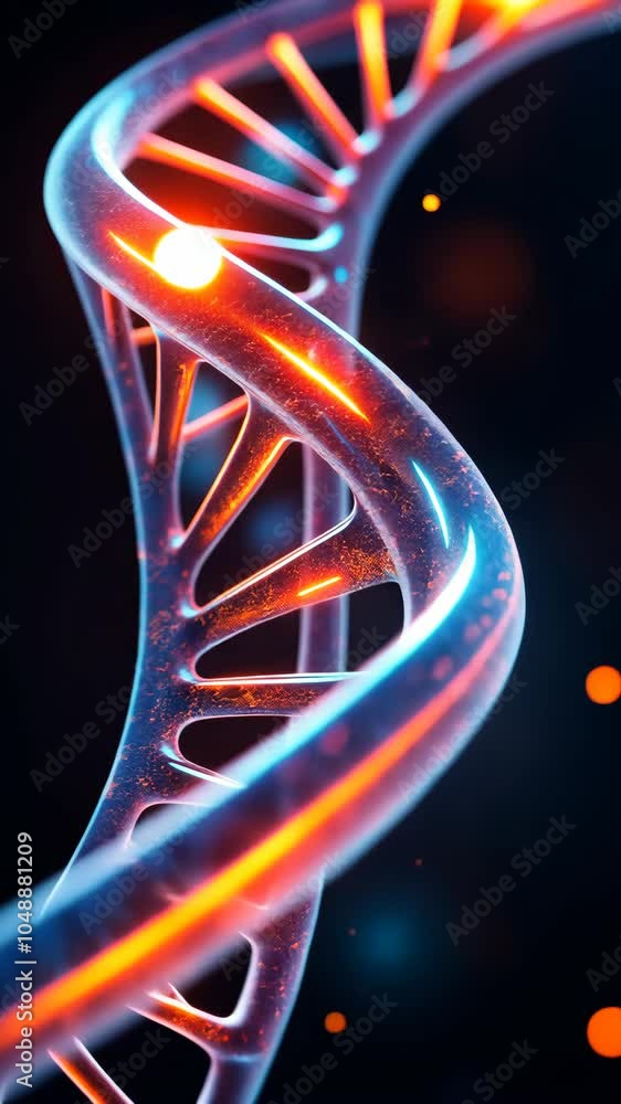 Poster rotating dna strand surrounded by floating particles