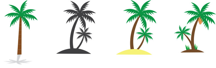 Collection of trees. tree set isolated on white background. ones with leaves and lush green