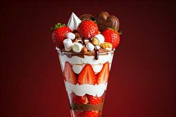 苺とチョコレ―tのクリームパフェ