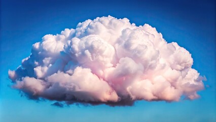 Naklejka premium Voluminous white pink cloud in the blue sky with Macro perspective