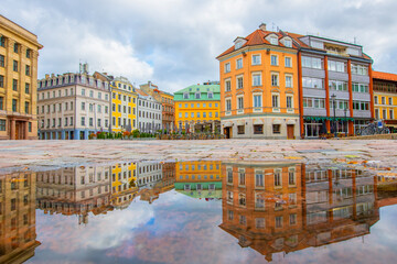 Old street in old Riga. The city is capital of Latvia that is well known to be a very popular tourism destination in the Baltic region