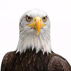 Obraz premium close up portrait of an american bald eagle with yellow beak and dark brown feathers