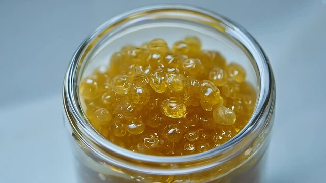 video featuring royal jelly granules glass bottle honey bee secretion known use alternative medicine apitherapy footage highlights beneficial trace minerals antibacterial