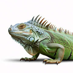 Obraz premium green iguana lizard reptile isolated on white background