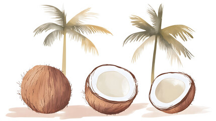 Obraz premium coconut on white background