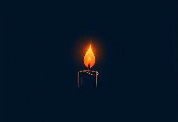 Minimalistic candlelight illustration, with just a glowing flame and a single line