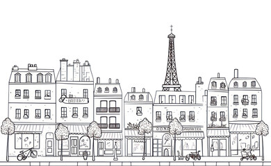 Obraz premium PNG Paris street drawing sketch doodle.