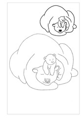Polar bears, she-bear and cub, New Year's illustrations, children's educational board games, for coloring