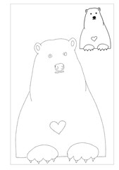 Polar bears, New Year's illustrations, children's educational board games, for coloring