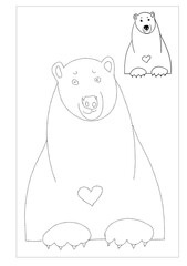Polar bears, New Year's illustrations, children's educational board games, for coloring