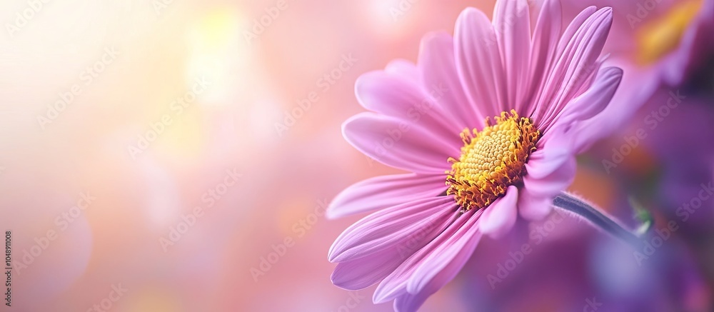 Poster aster flower close up macro shot. with copy space image. place for adding text or design