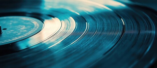 Close up view of a blue marbled vinyl record Surface of a vintage vinyl record Shallow depth of field. with copy space image. Place for adding text or design
