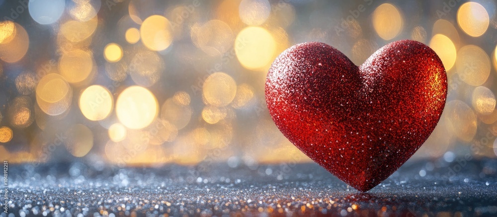 Aufkleber Valentine s heart against a bokeh background in focus. with copy space image. Place for adding text or design