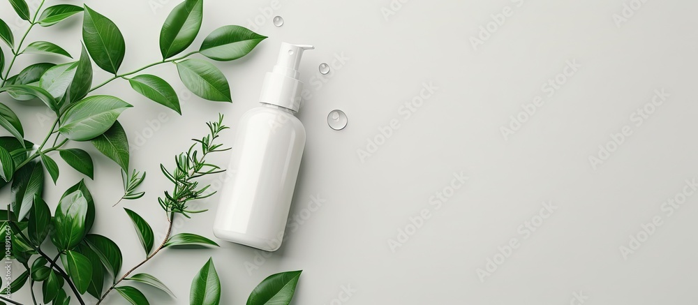 Poster facial tonic facial care lotion on a white background top view mockup. with copy space image. place 