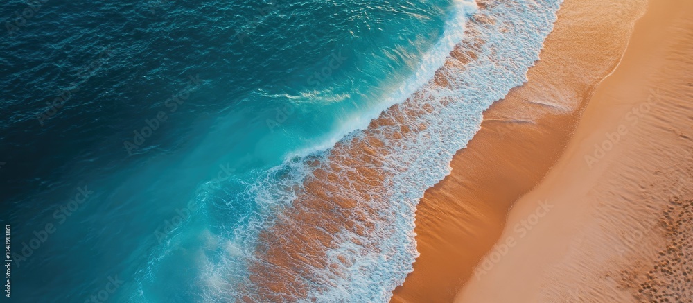 Aufkleber Stunning aerial view of a beach captured by a drone during the day. with copy space image. Place for adding text or design